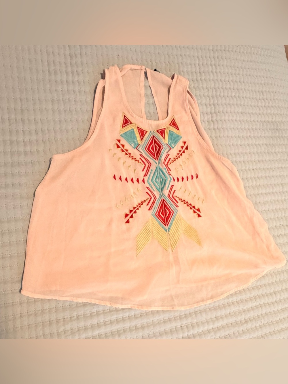 Embroidered Light Pink Racerback Tank Top